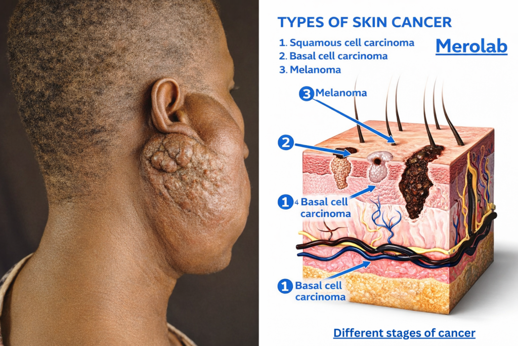 Different stages of cancer.