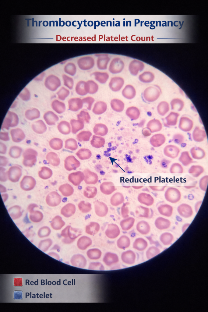 thrombocytopenia in pregnancy showing low platelet count symptoms and treatment in expecting mothers