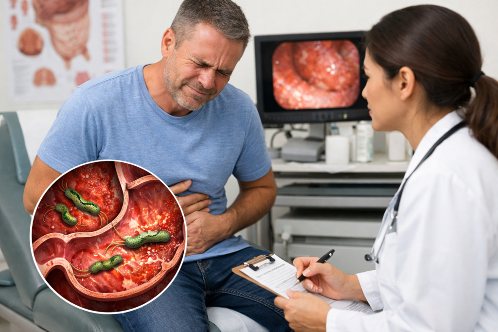 Serum H pylori antibody test blood sample in laboratory