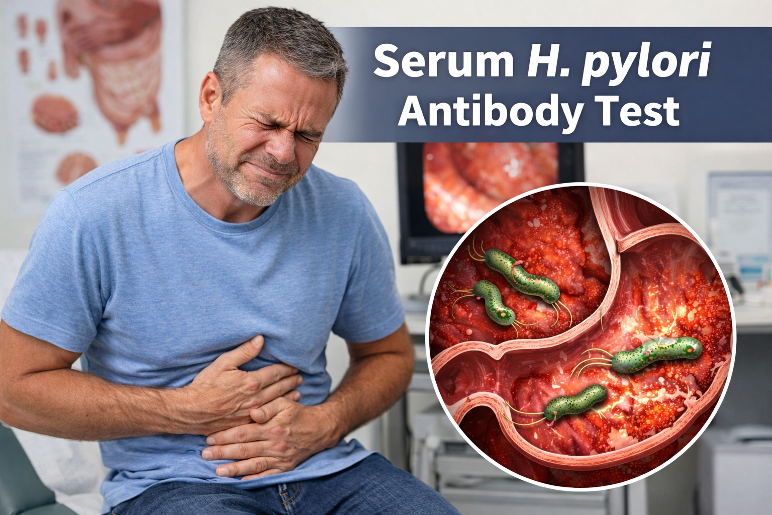 Serum H pylori antibody test blood sample in laboratory