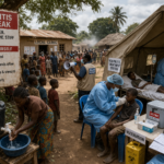 Doctor examining patient during meningitis outbreak"