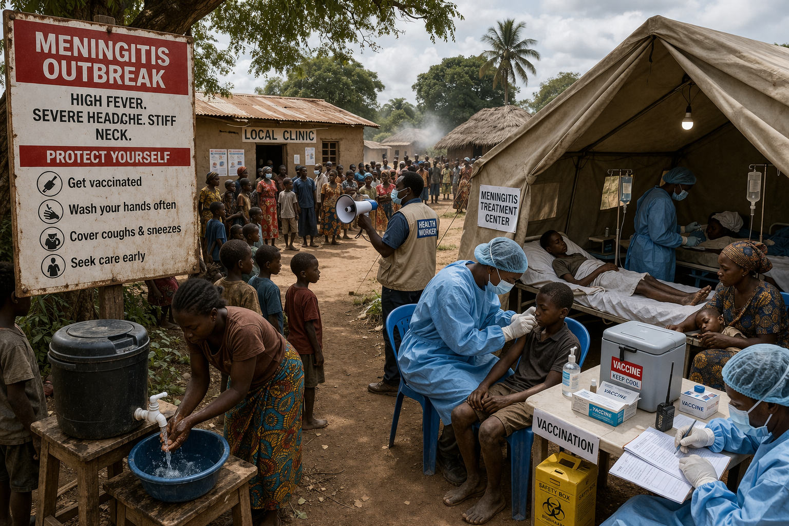 Doctor examining patient during meningitis outbreak"