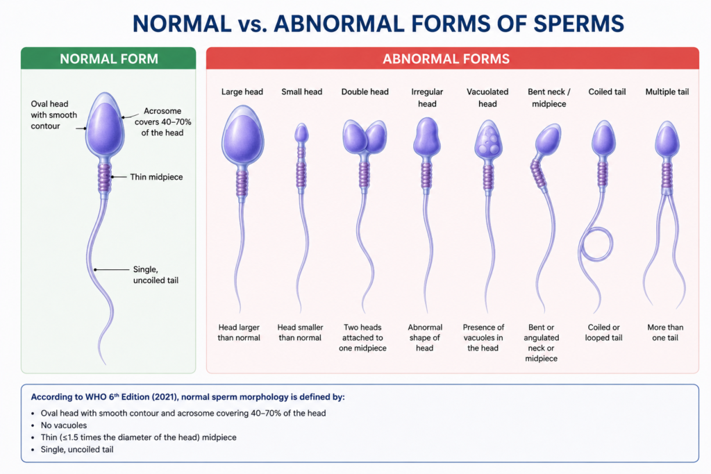 Normal vs. abnormal sperm forms