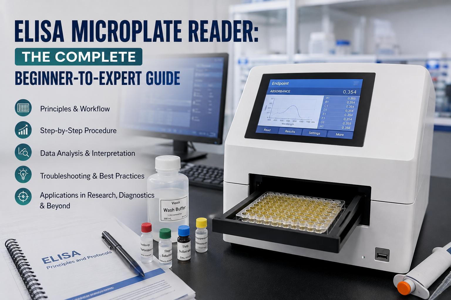 ELISA microplate reader used in clinical laboratory for measuring absorbance