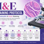 Histology technician performing H&E staining protocol on tissue slides in a laboratory"