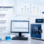 "Ion chromatography instrument analyzing water sample for anion and cation content in a laboratory"